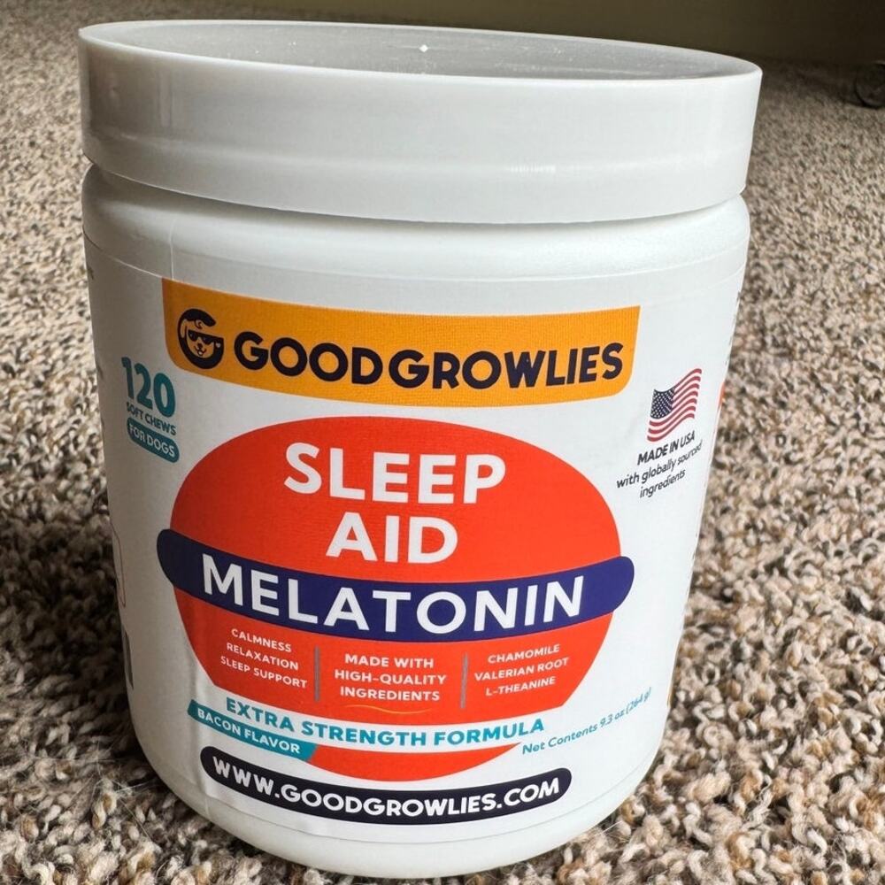 GoodGrowlies Calming Melatonin Soft Chews for Dogs 120 Count Sleep Aid